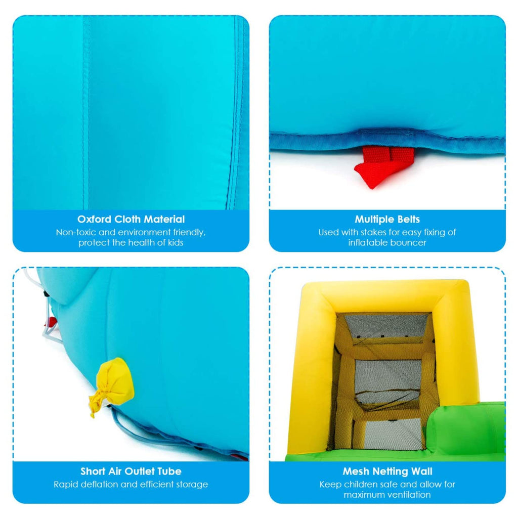 BOUNTECH Inflatable Water Slide, 6 in 1 Giant Water Park for Outdoor with Dual Slides for Racing Fun, Climbing Wall, Blow up Water Slides Inflatables for Kids Backyard Party Gifts (Without Blower)