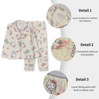 TradWloth Cute Women's Pajama Sets, Cartoon Print Sleepwear Long Sleeve Shirt and Casual Pajama Pants