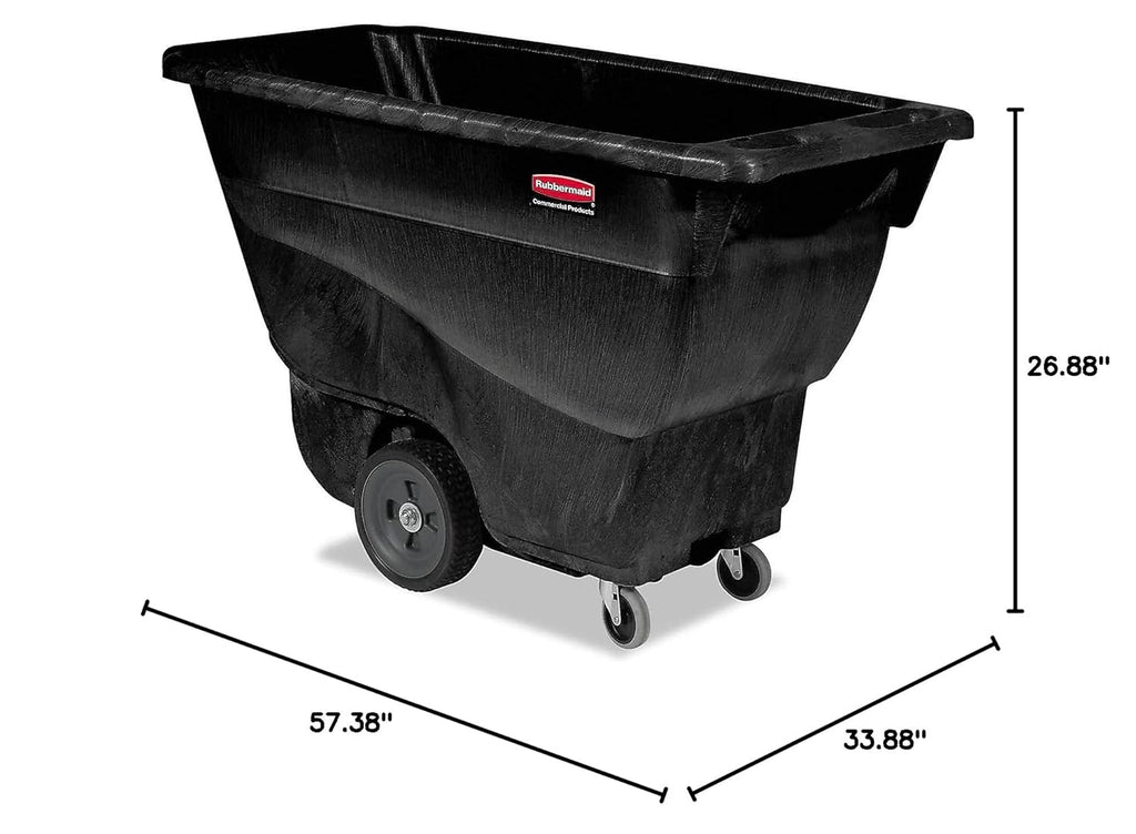 Rubbermaid Commercial Products Tilt Dump Truck, 450 lbs 1/2 Cubic Yard Heavy Load Capacity with Wheels, Black, Trash Recycling Cart for Construction/Commercial/Industrial Transportation