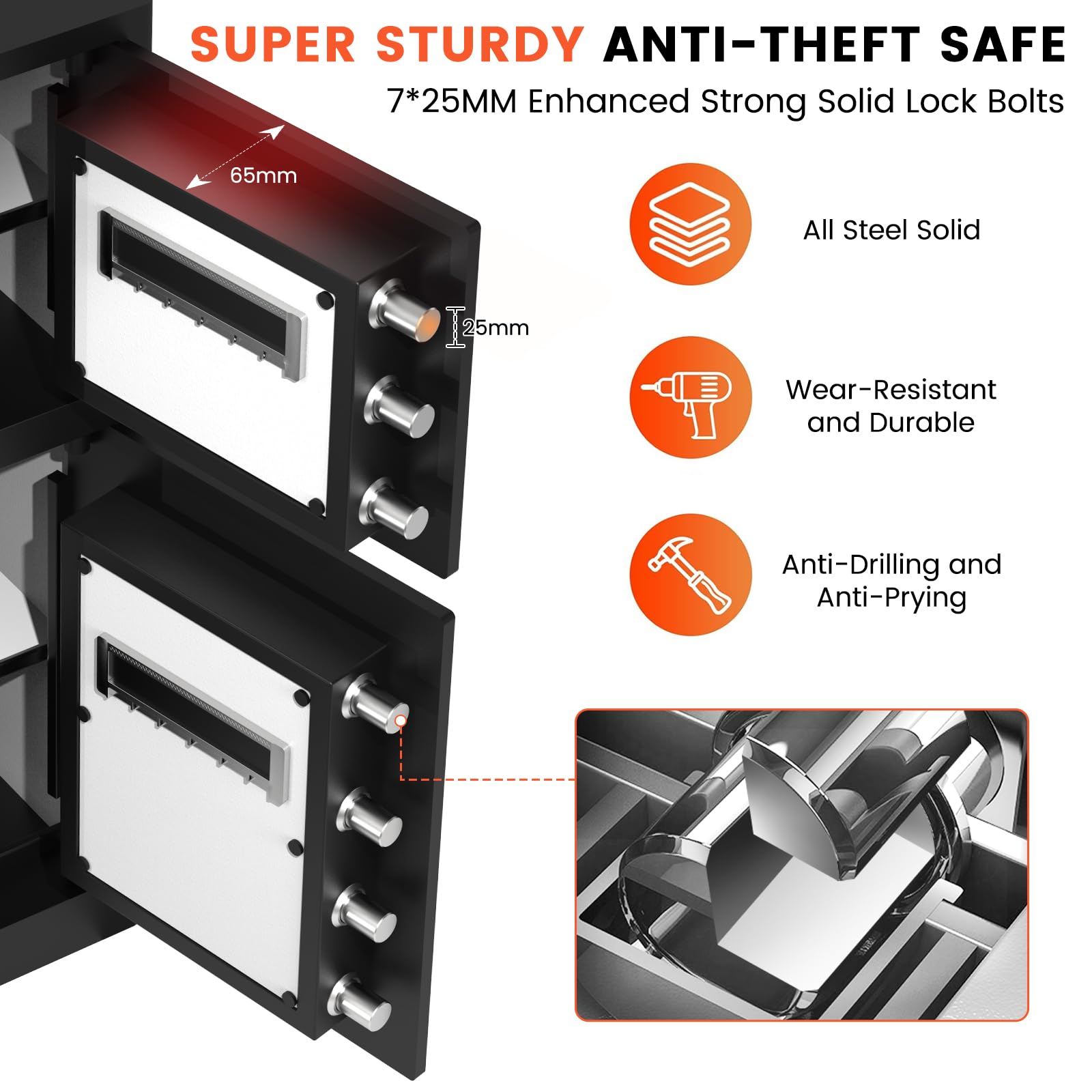 8.3Cuft Heavy Duty Safe Box, Extra Large Home Safe With Fireproof Waterproof Bag, Double DOOR, HIDDEN LOCK BOX, Smart Alert, Anti-Theft Digital Security Document Safes Box For Money Business Office