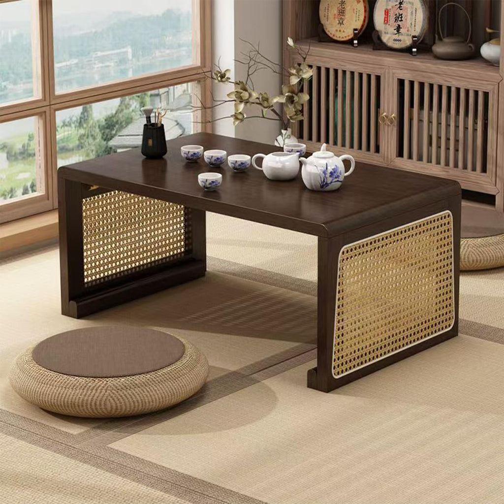 Japanese Floor Table Bamboo Folding Coffee Table Portable Solid Wood Japanese Coffee Table, No Assembly Japanese Dining Table for Sitting on The Floor, Easy Storage(31.5 * 18.9 * 13.8in.)