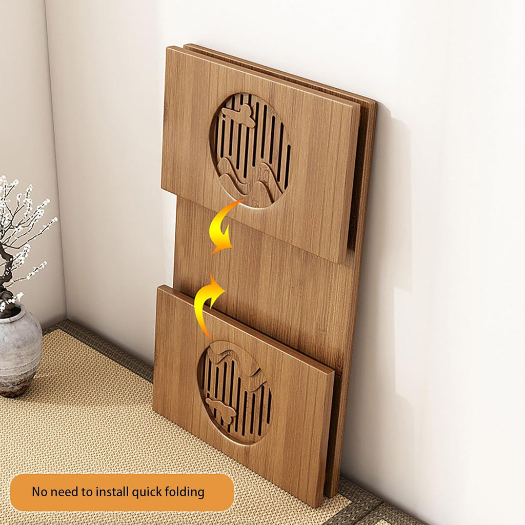 Folding Coffee Table Bamboo Japanese Floor Table Foldable No Assembly, Low Solid Wood Tatami Table Portable Japanese Style Coffee Table Low Tea Table for Sitting on The Floor Easy Storage ﻿
