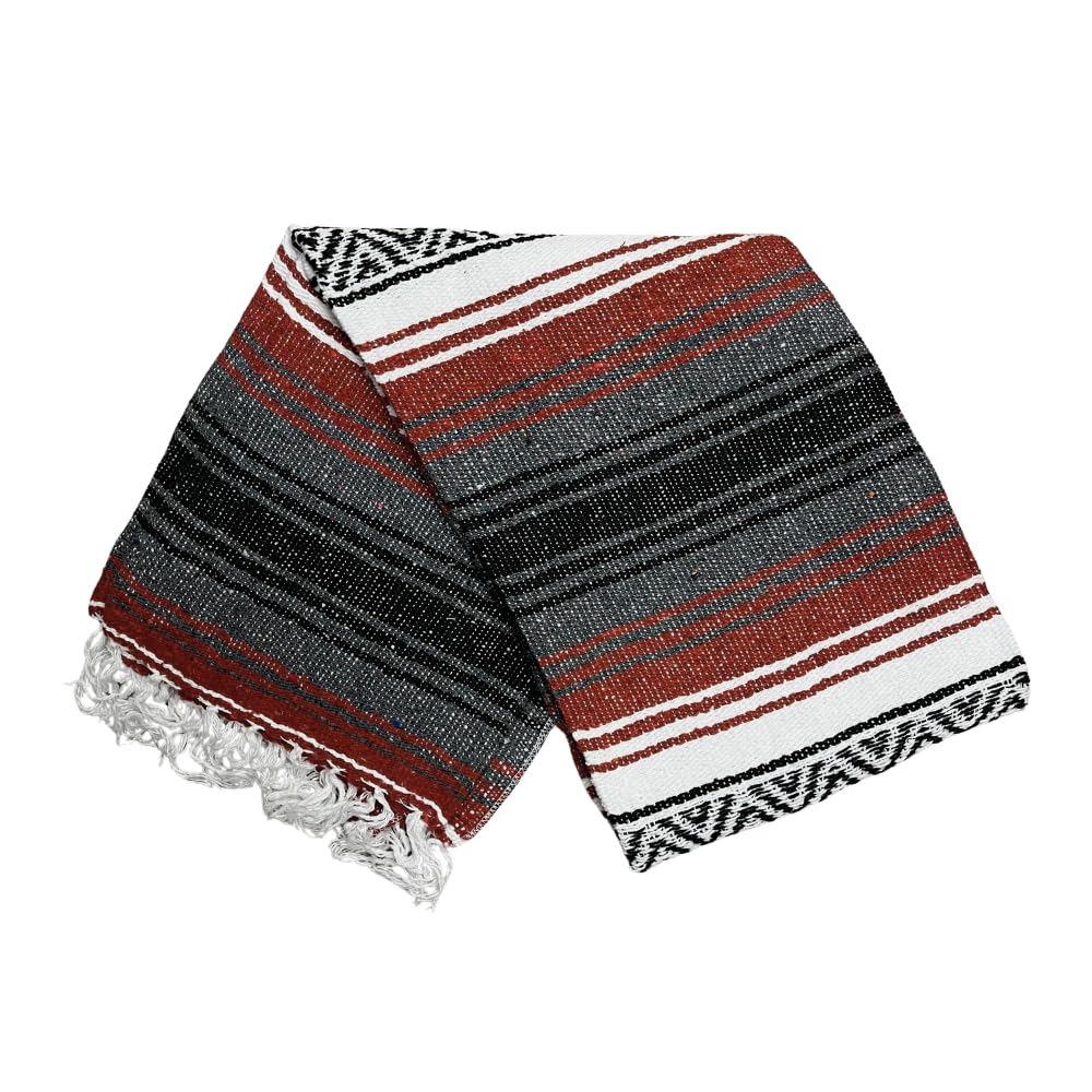 Open Road Goods Mexikanische Decke - Authentische Serape Falsa Decke - Handgefertigt (Rost)
