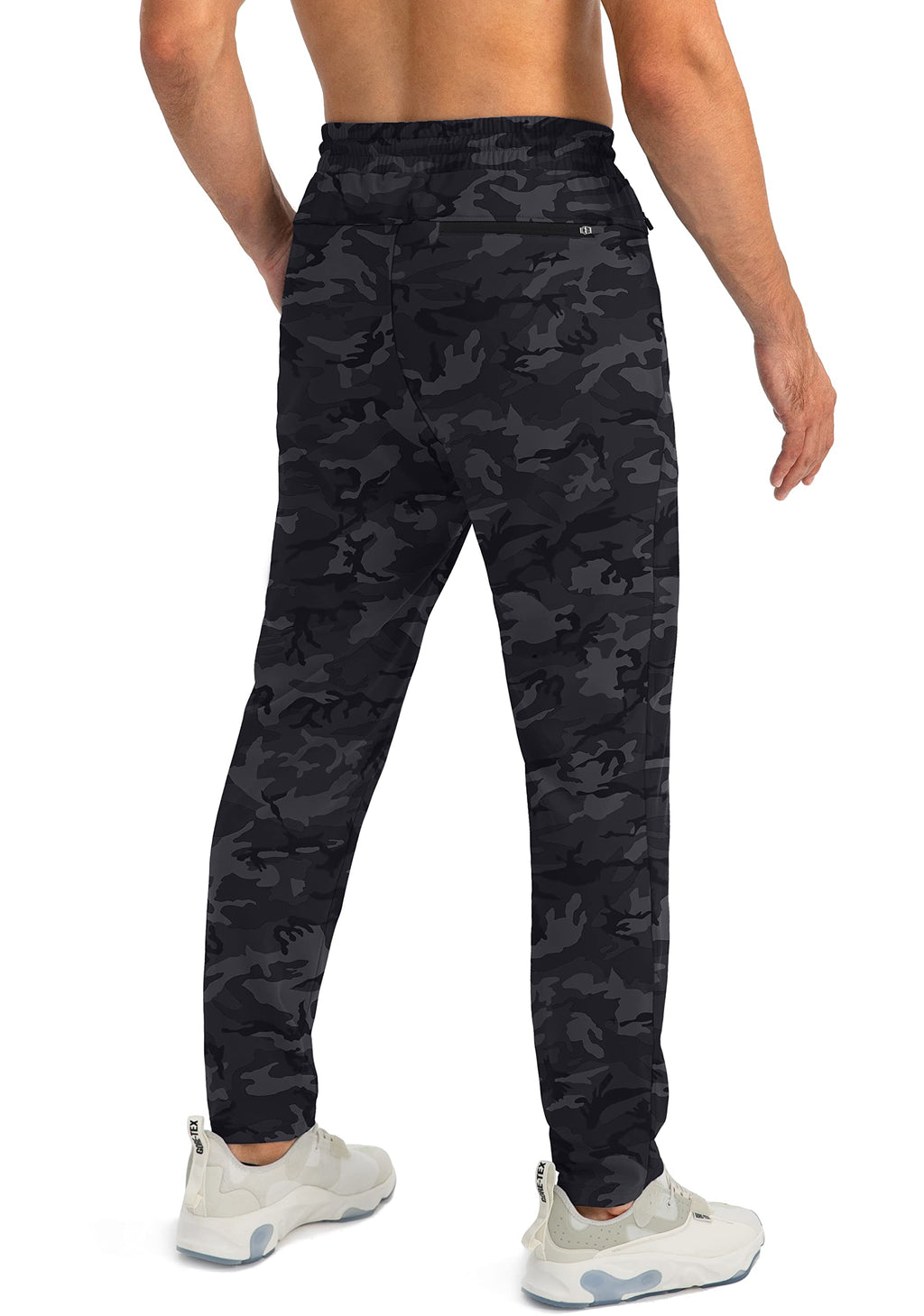 G Gradual Men's Sweatpants with Zipper Pockets Tapered Joggers for Men Athletic Pants for Workout, Jogging, Running (Grey Camo, Large)