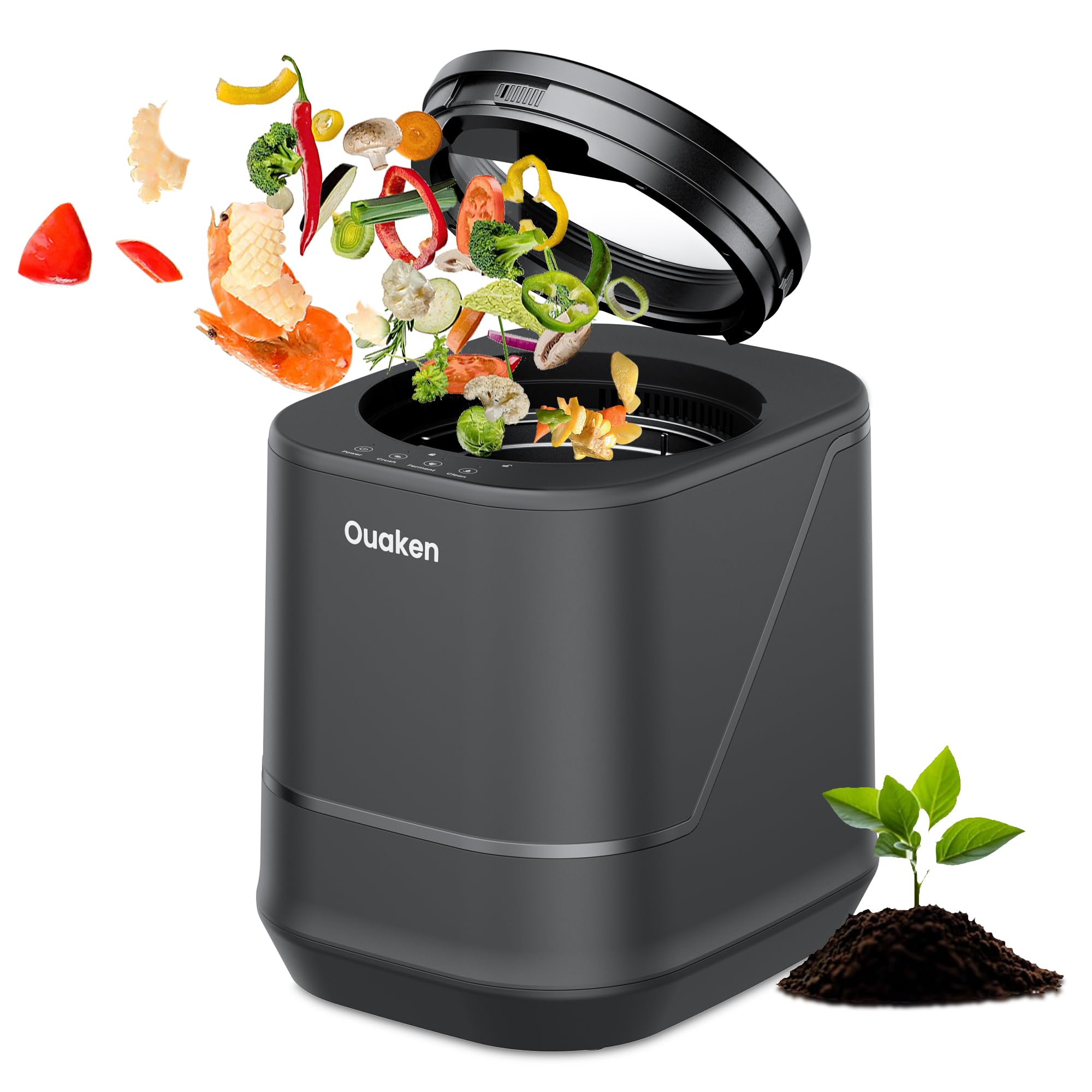 Electric Composter for Kitchen, 4L Smart Countertop Compost Bin, Odorless | Low Noise | Auto-Cleaning | Turn Food Waste into Fertilizer Within 3 Hrs