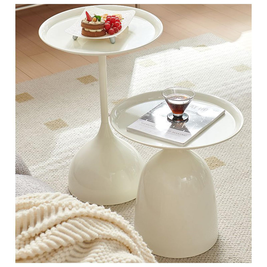 Side Coffee Table Set, Living Room Small Round End Table, Metal Nesting Tables Pedestal Tables Sofa Side and Bedside Console Table, Matt Black (Black)