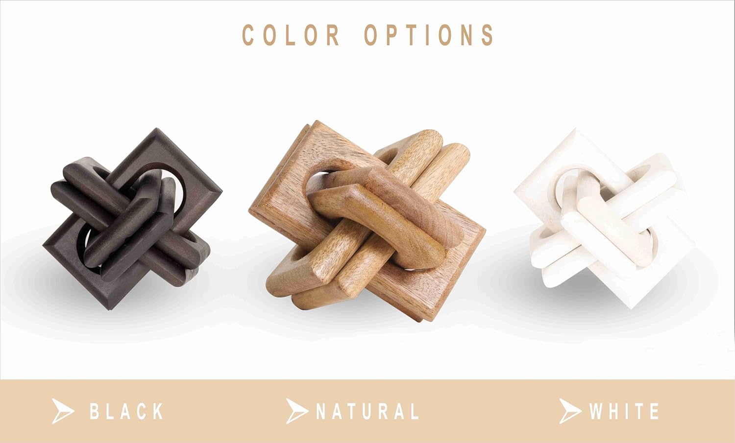 Wood Knot Entry Table for Living Room – Boho 6 Link Interlock Coffee Table, Handcrafted Mango Wood Console Shelf, Modern Farmhouse Home Decor (Black)