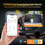 TOPENS XD852 Smart Gate Opener for Heavy Duty Dual Swing Gates Up to 18ft per Arm, Automatic Gate Opener with App Control AC Powered Remote Control Kit Solar Compatible