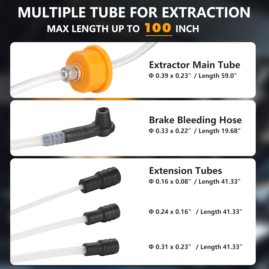 FOUR UNCLES 6L Manual Oil Extractor Pump - Fluid Extractor with 59" Main Hose, Three 41" Extension Tubes for Automotive Oil Change, a Brake Bleeding Hose for Brake Fluid Change