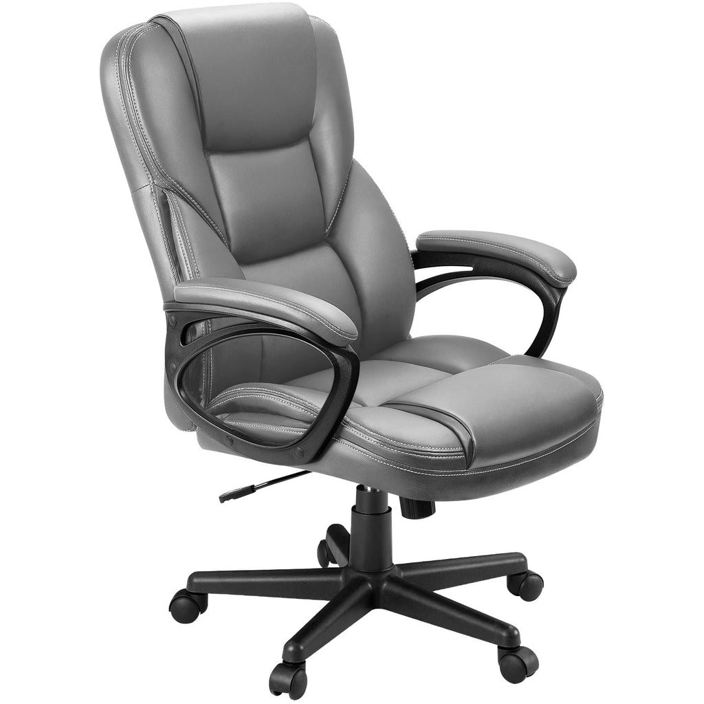 Furmax Office Executive Chair High Back Adjustable Managerial Home Desk Chair, Swivel Computer PU Leather Chair with Lumbar Support (Black)