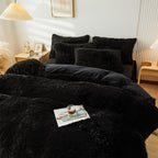 Fluffy Pink Faux Fur Comforter Cover Set，Fluffy Fuzzy Plush Pink Bedding 3Pcs (1 Faux Fur Duvet Cover +2 Fuzzy Pillowcases) Pink Fluffy Bed Set (Pink, Queen)