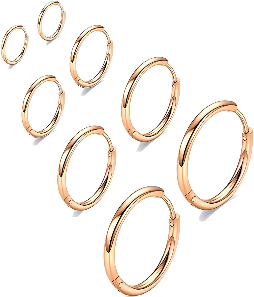 316L Surgical Stainless Steel Huggie Hoop Earrings 6mm 8mm 10mm 11mm 12mm 14mm Hypoallergenic Earrings Hoop Cartilage Helix Lobes Hinged Sleeper Earrings For Men Women