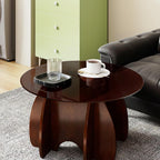 Round Glass Coffee Table Brown Glass Modern Center Tables for Living Room Small Spaces Creative Unique Accent Table Extendable Home Furniture