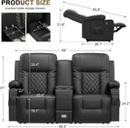YONISEE Large Loveseat Recliner, Loveseat Recliner Sofa with Storage Console, Recliner Chair with USB Ports, 2 Cell Phone Holders, Cup Holder, Loveseat Couch for Living Room