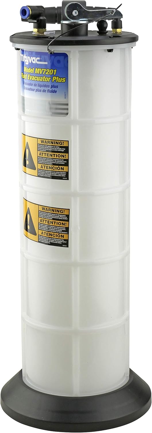 Mityvac 7201 2.3 Gallon Fluid Evacuator Extractor and Dispensing Pump, Push Button, Manual Operation, Chemical-Resistant Polyethylene, Automatic Overflow Prevention, Quick-Drain Spout, Large Base