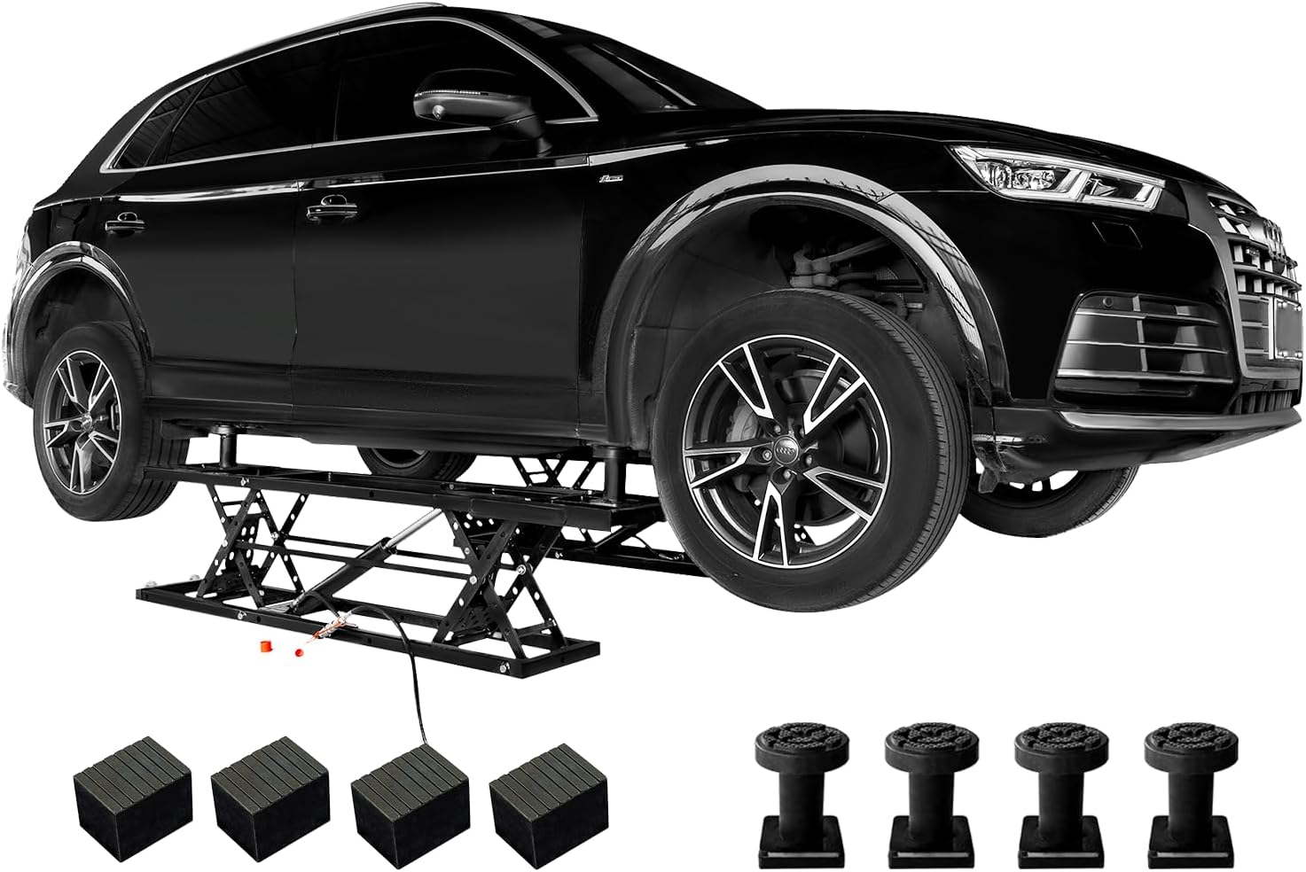 Albott 7000 LBS Portable Car Lift, Heavy Duty Quick Jack with 28" Max Height, Locking Levers & Wheels, Adjustable Scissor Lift for Cars, SUVs, Light Trucks, Garage or Shop Use, Black