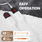 HOW'S MY HOUSE Heated Blanket 84" x 90", Dual Control Electric Blanket Queen Size with 10 Time Settings & 6 Heating Levels, Over-Heat Protection, Flannel Sherpa Super Cozy with ETL Certification, Gray