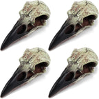 Geetery 4 Pcs Halloween Raven Skull Figurine Scavenger Gothic Crow Hanging Wall Sculpture Resin Raven Skull Statue for Home Faux Bird Bone Jewelry Necklace Decor (2.36 Inch)