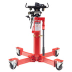 Sunex Tools 7796 1,000 lb Telescopic Transmission Jack, Air/Hydraulic, Foot & Hand Pump, Adjustable Saddle Arms, 73.5 in Max Height