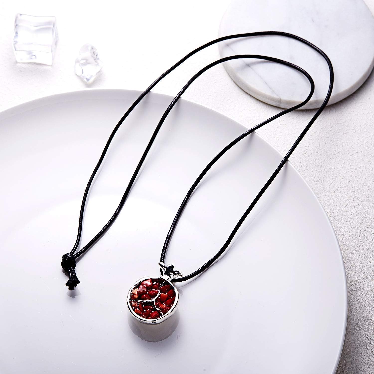 fly way Exaggerated Long Pomegranate Necklace, Novel and Fashionable Fruit Pendant Necklace