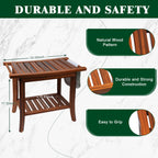 Graceware Teak Shower Bench, Shower Benches for Inside Shower to Sit on, Bathroom Bench Waterproof, Wood Shower Bench, Bench Seat for Bathroom and Entrance (Wooden Pattern, 22"×13"×19")