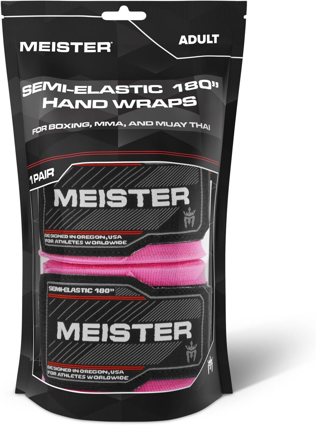 Meister Adult 180" Semi-Elastic Hand Wraps for MMA & Boxing (Pair)