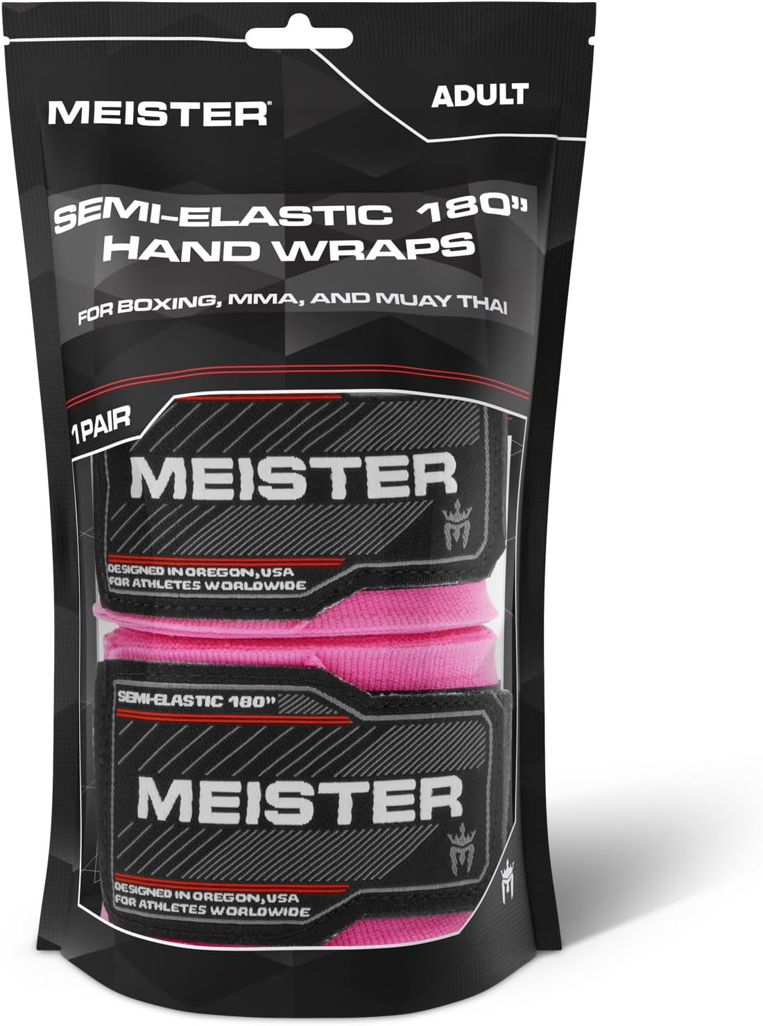 Meister Adult 180" Semi-Elastic Hand Wraps for MMA & Boxing (Pair)