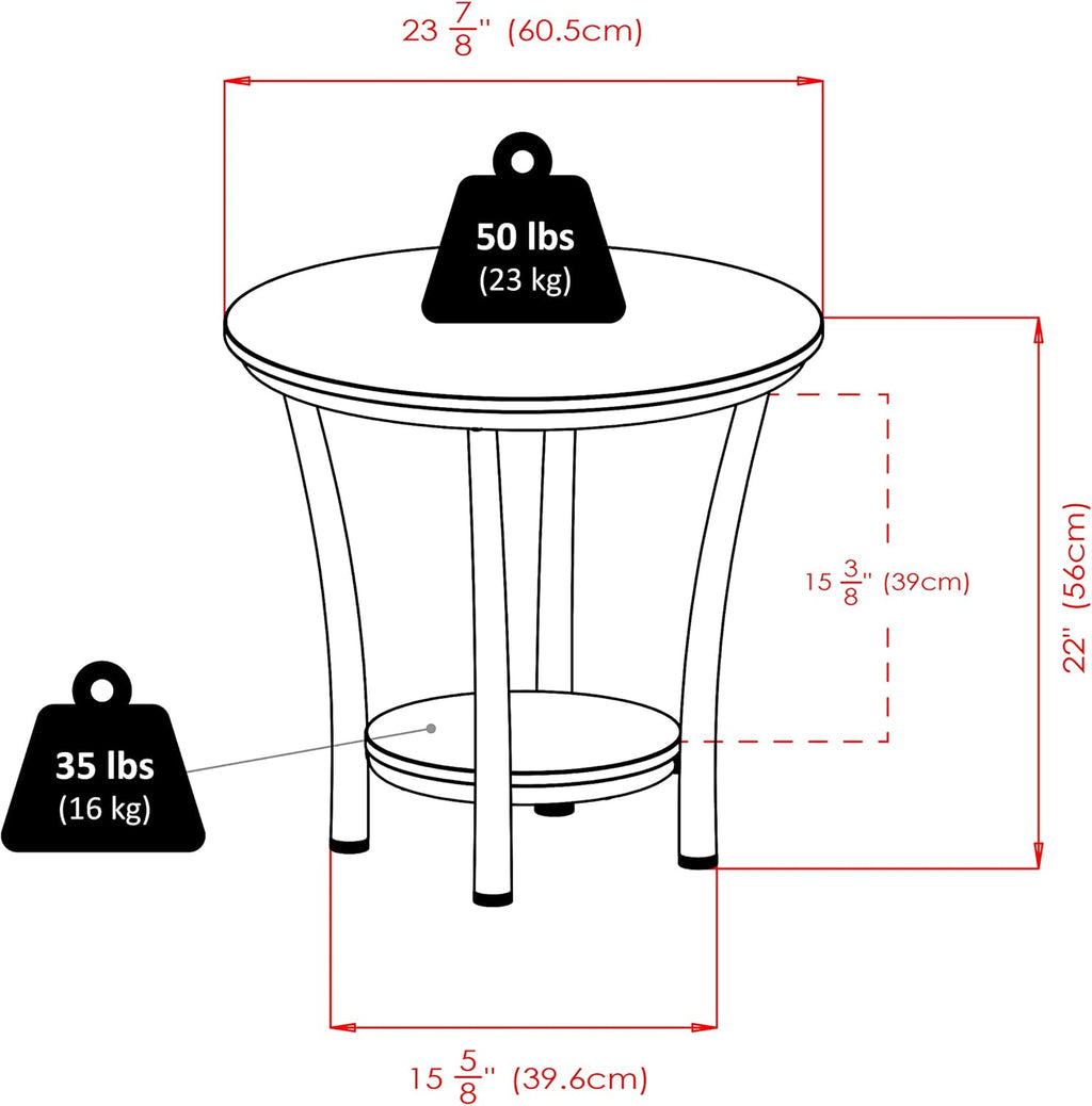Winsome Maya 22.05 x 23.82 x 23.82-Inch Medium Density Fiber Round End Table, Black (93219)