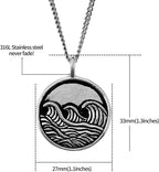 Made by Nami Mens Silver Necklace with Pendant Handmade 23" Surfer Cuban Link Chain with Stainless Steel Pendant Premium Jewelry Gift for Him