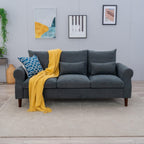 Panana 2 Piece Upholstered 3-Seat Sofa and Loveseat Sofa Set (Grey - Scroll Arm)