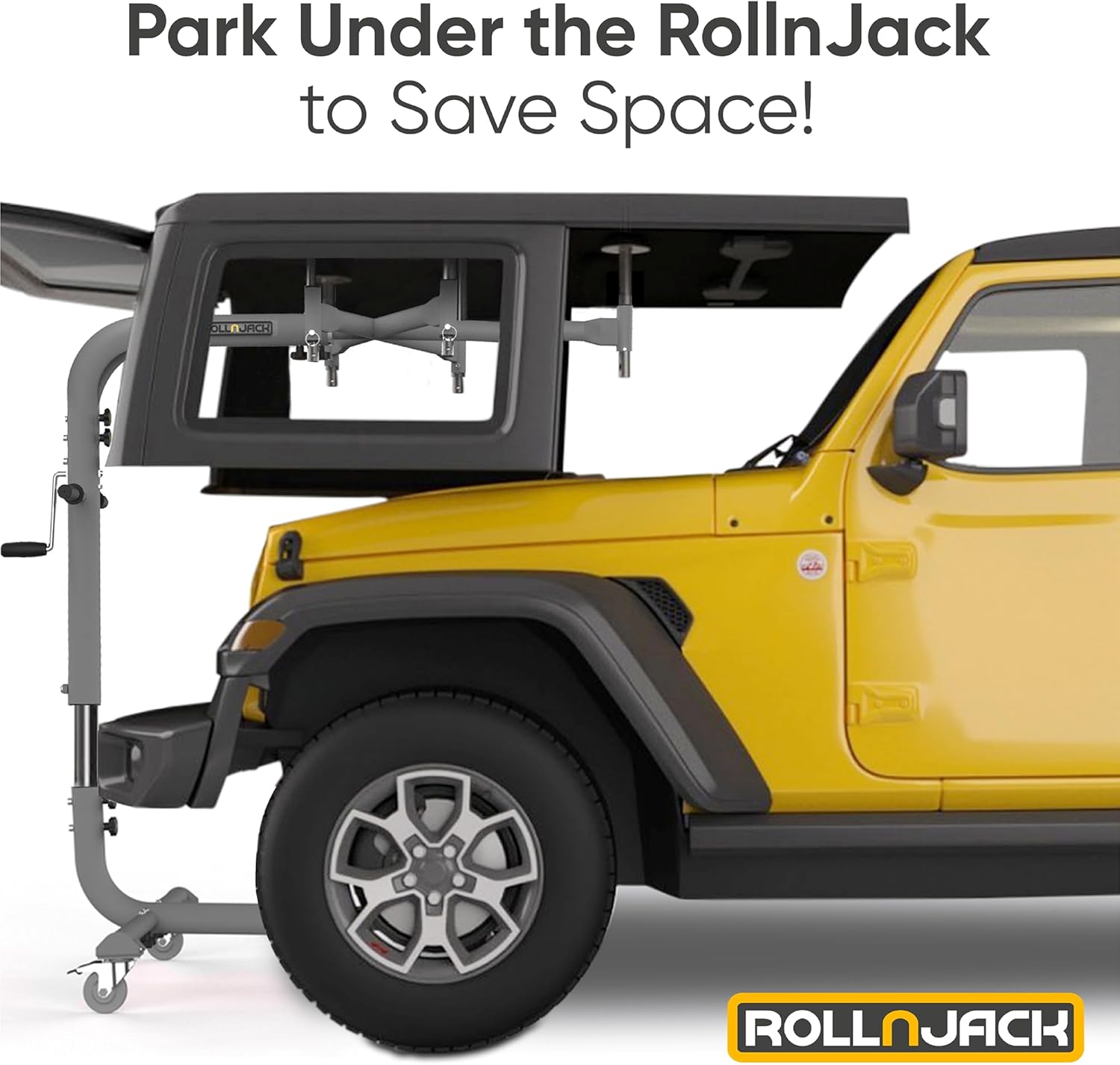 Hard Top Remover Lift for Jeep Wranglers: 2007-to-Present JK/JKU/JL/JLU + CJ, 2&4 Door + Lifted Jeeps. Quick & Easy Assembly. One Person System. Hardtop Removal/Installation in Minutes. Patented
