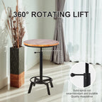 LOKKHAN Adjustable Swivel Bar Table 30"-35.4" Round Wood Tabletop 23.6" Dia, Rustic Industrial Kitchen Dining Living Party Office Coffee Bistro Breakfast Pub Table,Space-Saving