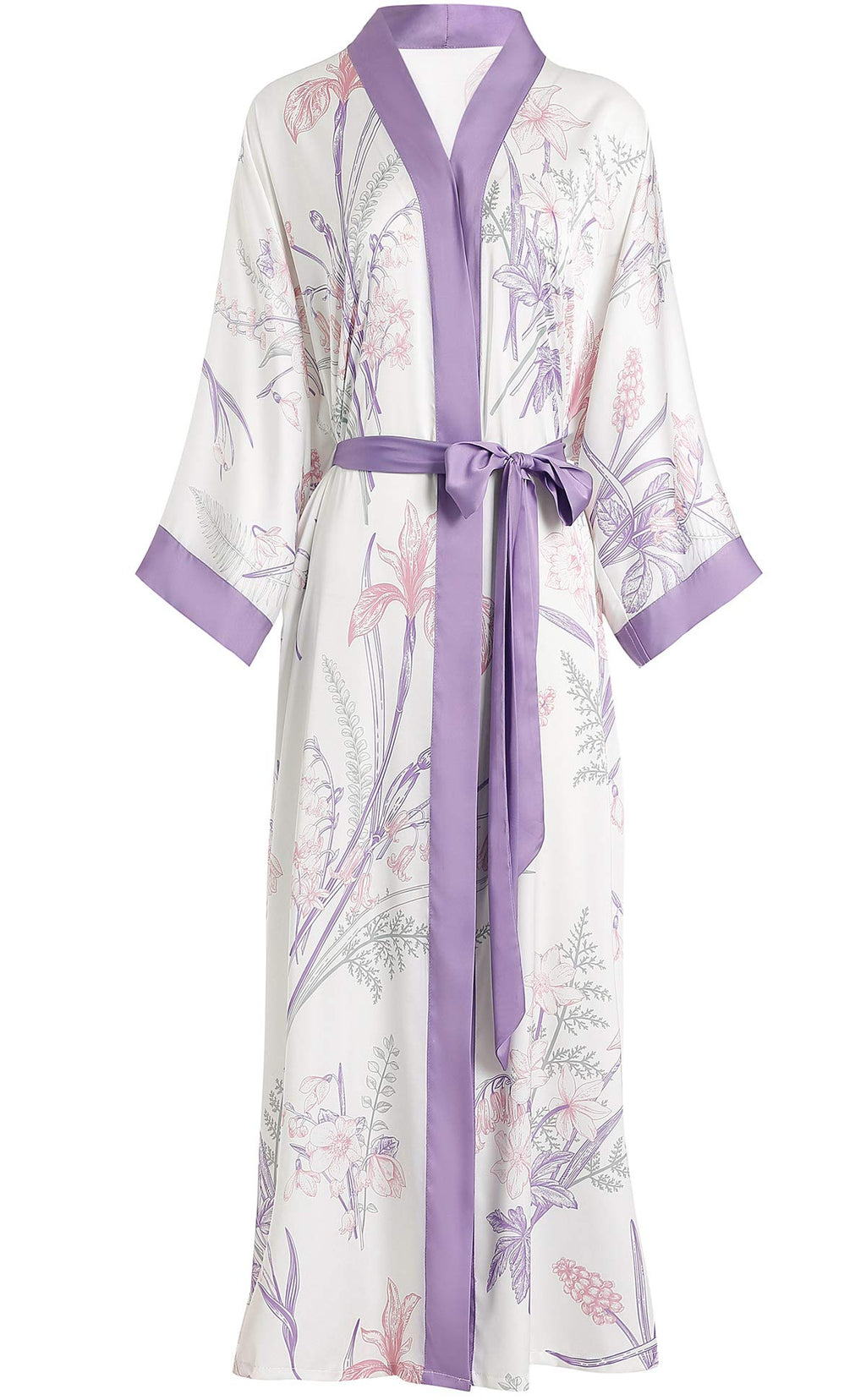 Aensso Long Soft Lightweight Silky Kimonos Robes for Women, Luxury Japanese Floral Womens Kimono Robe
