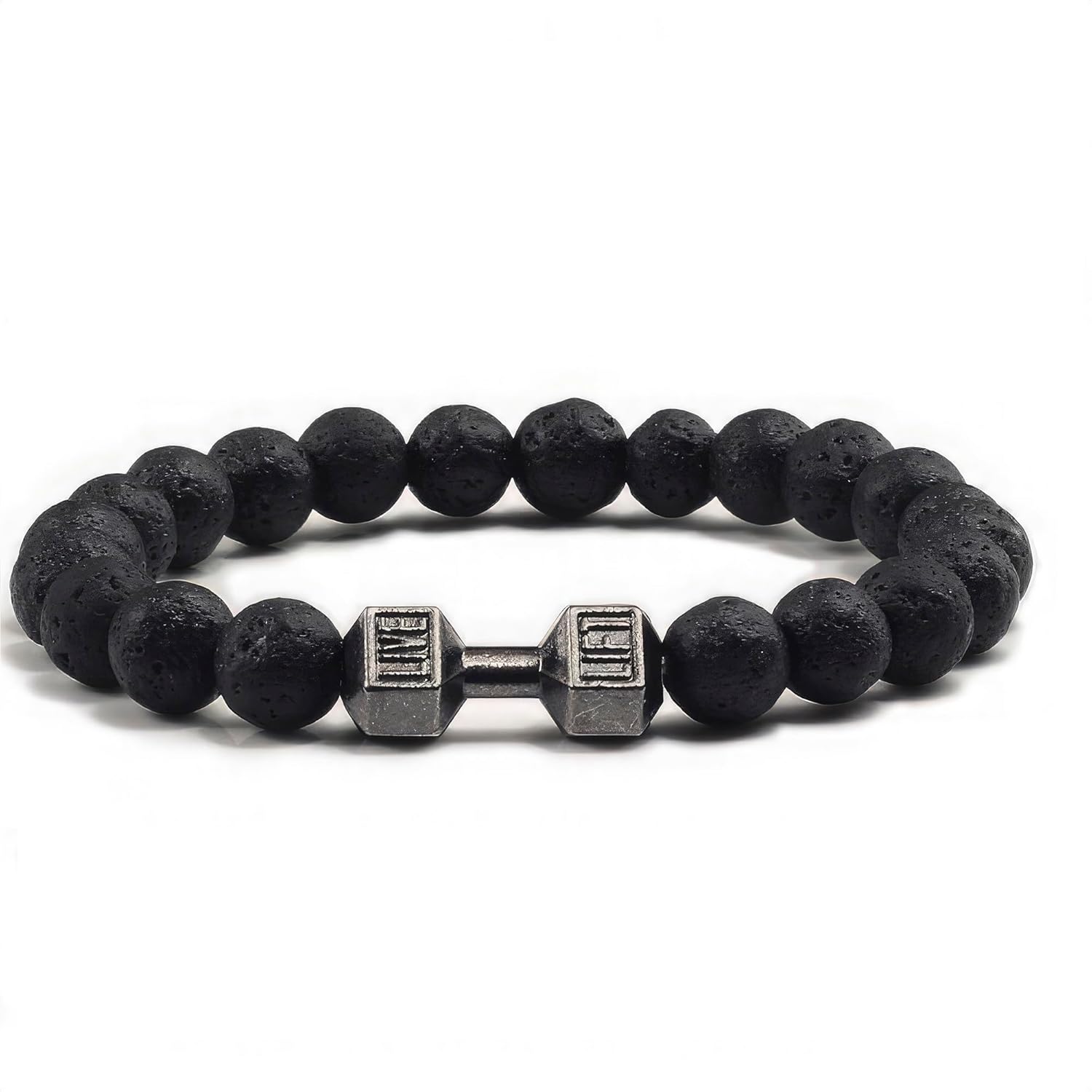 Lava Rock Bracelet - Stylish Matching Beaded Bracelets for Men & Women with Trendy Dumbbells, Comfortable Elastic Rope - Soothing Diffuser Bead Bracelet Men & Women