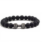 Lava Rock Bracelet - Stylish Matching Beaded Bracelets for Men & Women with Trendy Dumbbells, Comfortable Elastic Rope - Soothing Diffuser Bead Bracelet Men & Women