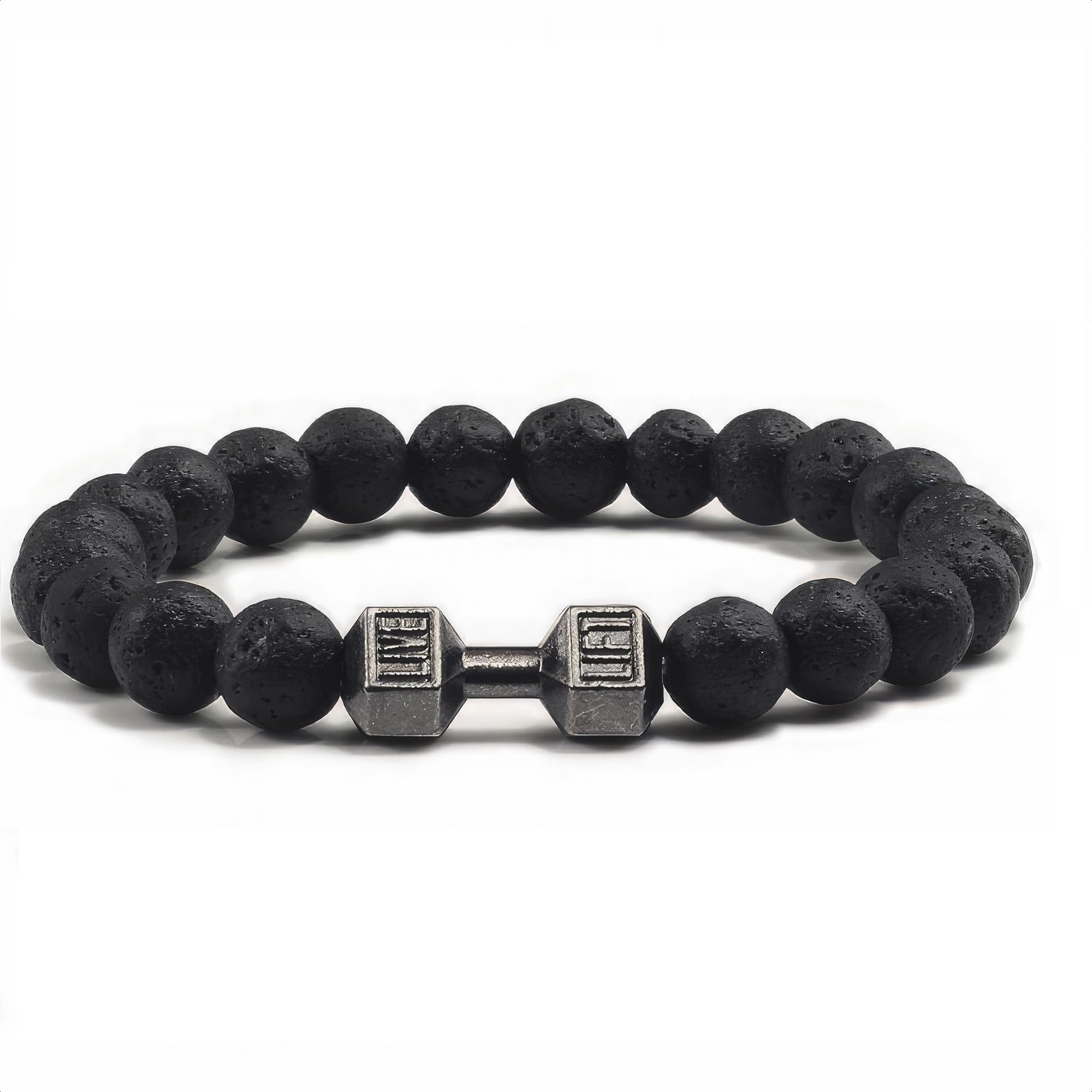 Lava Rock Bracelet - Stylish Matching Beaded Bracelets for Men & Women with Trendy Dumbbells, Comfortable Elastic Rope - Soothing Diffuser Bead Bracelet Men & Women