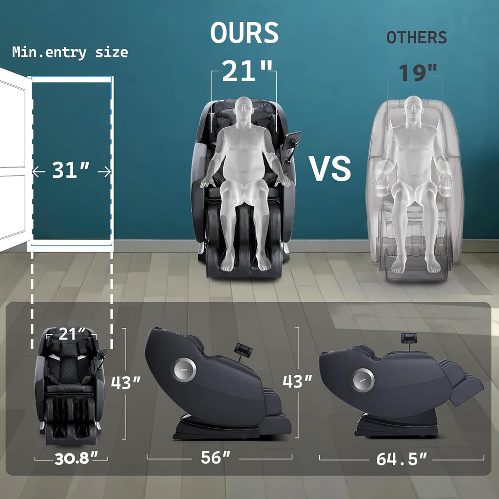 Massage Chair, Zero Gravity Full Body Massage Chair, Shiatsu Recliner with 14 Massage Points, Lumbar & Calf Heating, 20 Auto Modes, Spacious Massage Area, Bluetooth Speaker, Touch Screen Controller