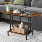 Rustic Coffee Table 2-Tier Wood Tea Table Coffee Tables for Living Room Industrial Rectangle Coffee Table for Large or Small Spaces Center Table with Storage Shelf, Brown