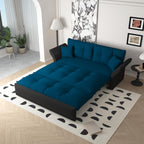 74.8" Queen Pull Out Sofa Bed, Luxury Velvet Convertible Sleeper Couch Futon, Comfy Cloud Pullout Couches,Loveseat Recliner for Living Room Office RV Small Places (Grey, 74.8'')