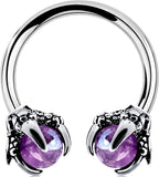 OUFER 316L Surgical Steel Circular Earrings Two White Opals Surrounded by Dragon Claws Cartilage Earing Ear Body Piercing Jewelry Helix Earrings Piercing…