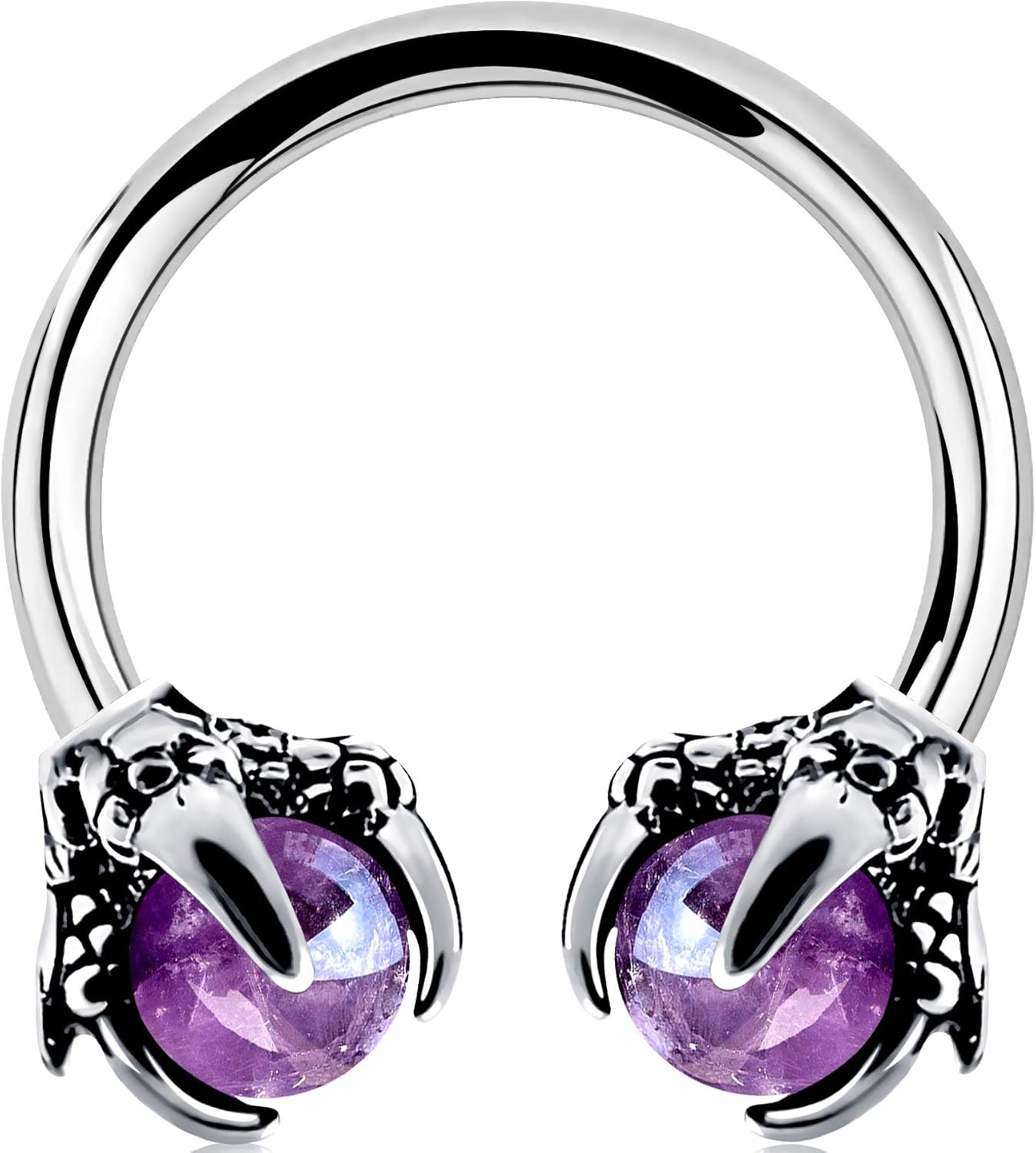 OUFER 316L Surgical Steel Circular Earrings Two White Opals Surrounded by Dragon Claws Cartilage Earing Ear Body Piercing Jewelry Helix Earrings Piercing…