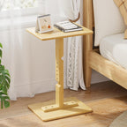 Amazer Bamboo End Table, Height Adjustable Side Table for Couch, Small Drink Table for Small Places, Sofa Tray Table for Living Room, Bedroom Home Office, Natural Color