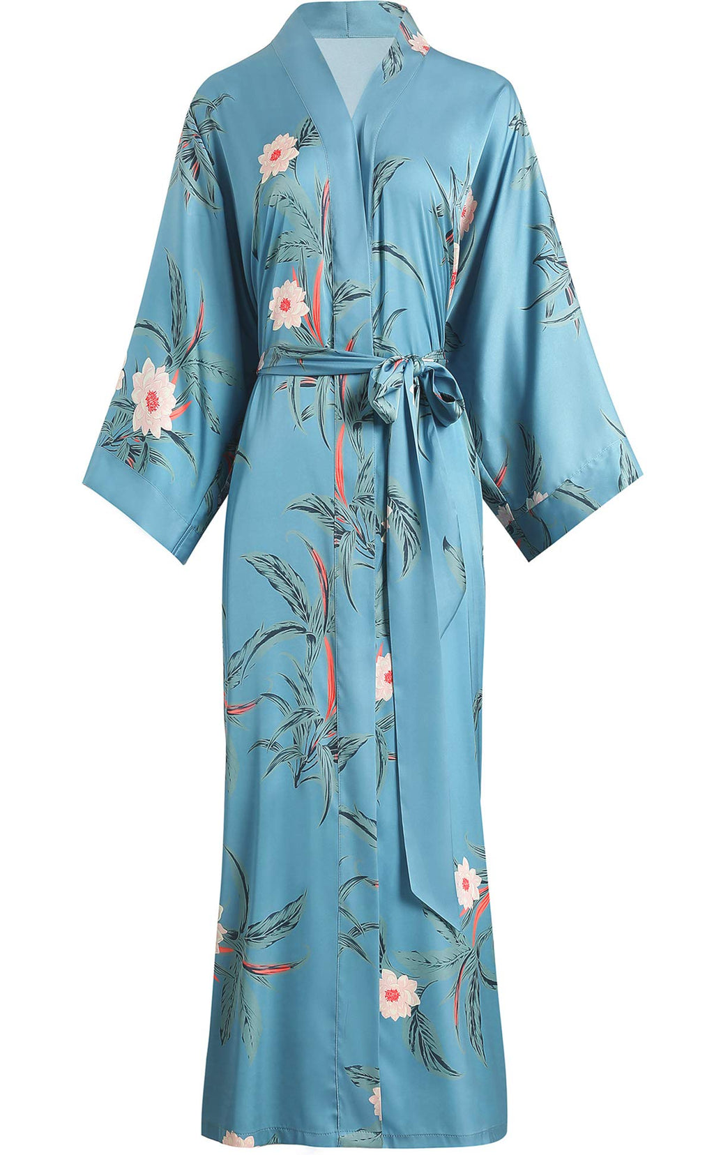 Aensso Long Soft Lightweight Silky Kimonos Robes for Women, Luxury Japanese Floral Womens Kimono Robe