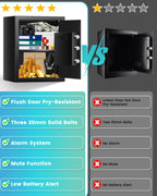 2.5 Cuft brandsikker boks, pengeskab til hjemmet med brandsikker vandtæt taske, tyverisikring digital sikkerhedsboks med smart alarmsystem, aftagelig hylde, mute-funktion, personlig pengeskab til pengesmykker