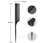 Leinuosen 3-pak kulfiber rat tail stylingkam, varmebestandig antistatisk teasing til bagkamning, rodteasing, tilføjer volumen til aftenstyling (sort)