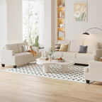 Furnimart Deep Seat Sectional Sofa Set, Modern 3 Seater Couch and Loveseat Sets, Cream Couches Set of 2 for Living Room, Comfy Fluffy Couch with Removable Sofa Cover, Beige Linen