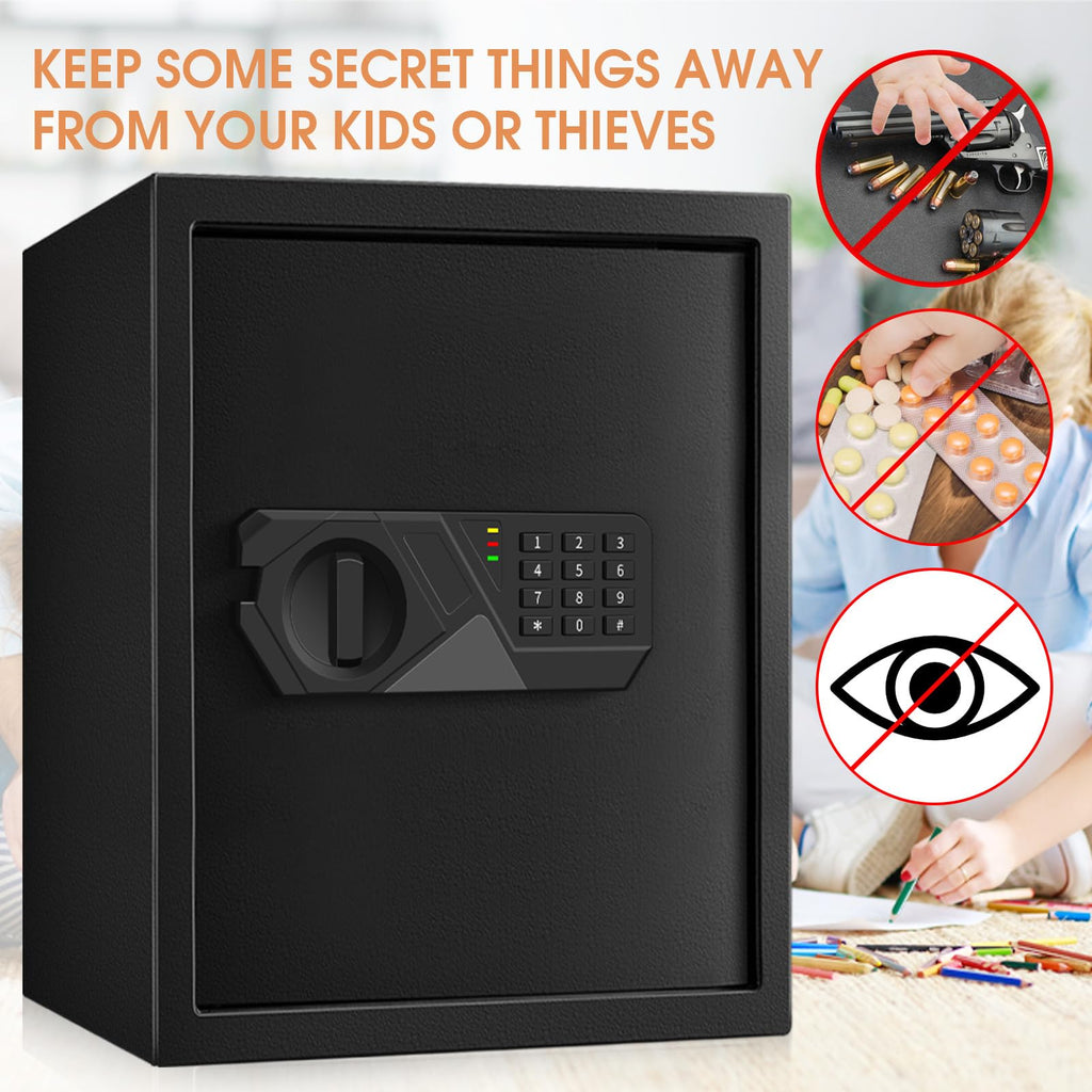 3.0 Cubic Feet Large Safes for Home Use Fire and Water proof, Digital Security Safe with Key and Combination, Home Safes Water and Fireproof for Firearm Medicine Money Valuables