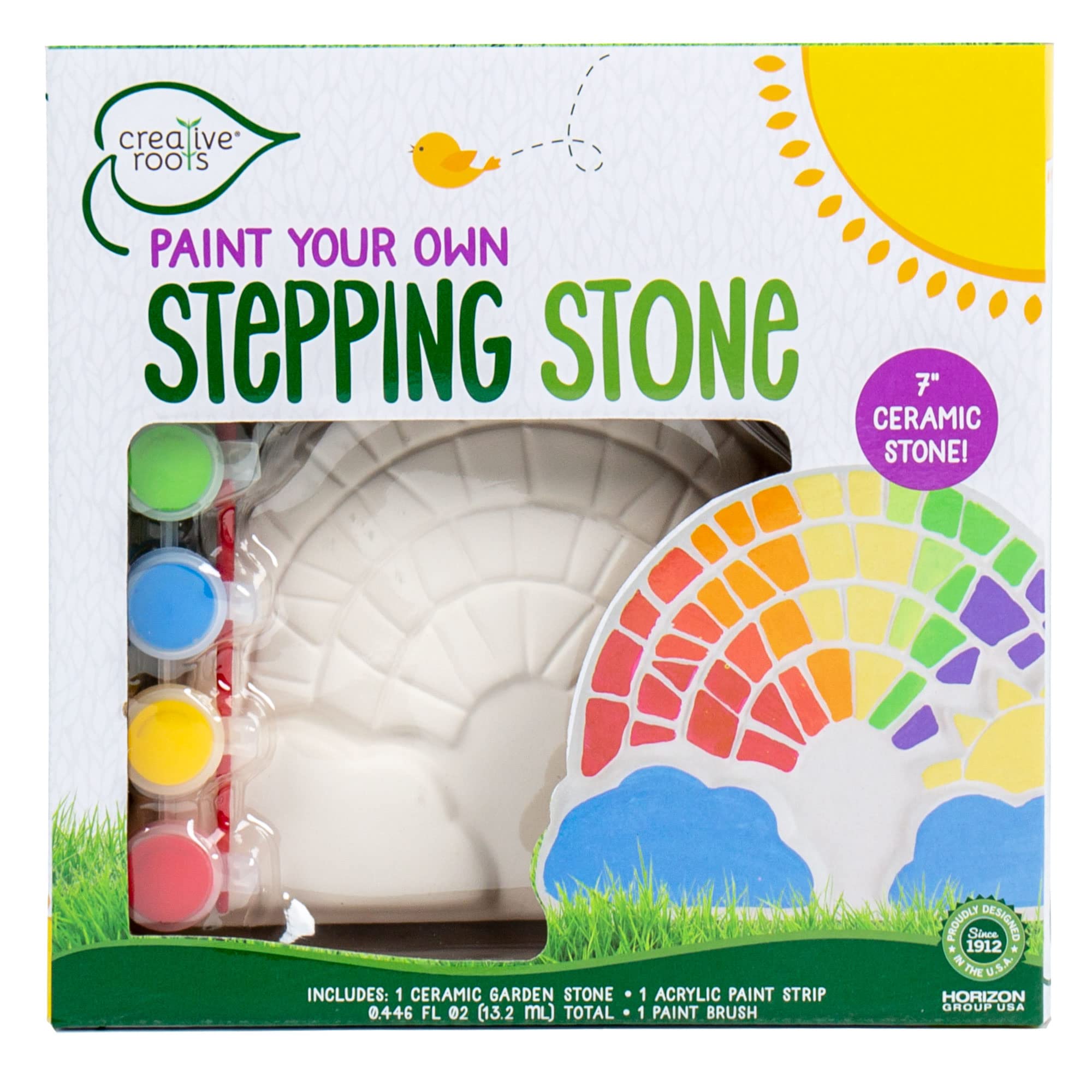 Creative Roots Paint Your Own #1 Dad Stepping Stone, Paintable Ceramic 7 in. Stone, Includes 6 Acrylic Paints & Paintbrush, Great Arts and Crafts for Kids Ages 8-12, Father's Day Gift