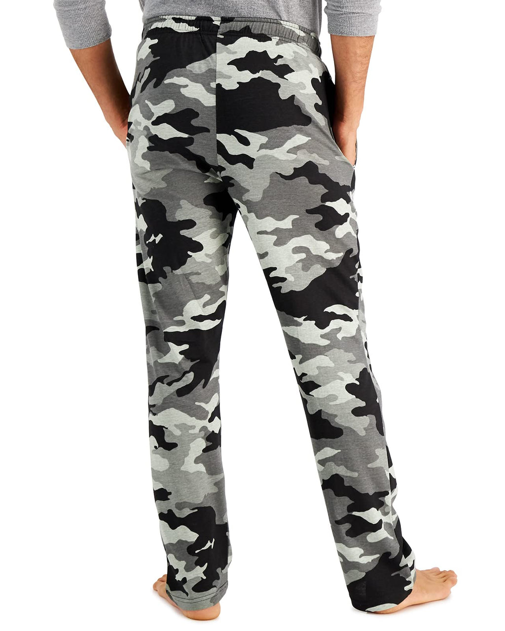 Hanes herre ComfortSoft bomuld trykte loungebukser, 31" skridtlængde, lommer, snøre/elastic talje, sort & grå camo, medium