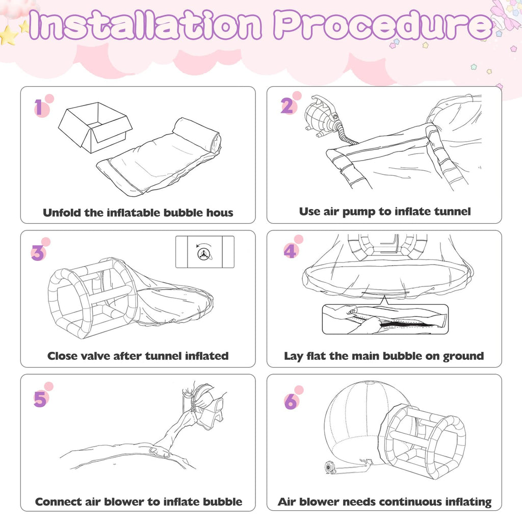 14,5FT aufblasbares Bubble House Doppel-Jumper-Dom für Kinder, PVC aufblasbares Doppel-Lagen-Bubble-Hauszelt mit Tunnel, Bubble-Ballonhaus mit Gebläse, Luftpumpe für Party